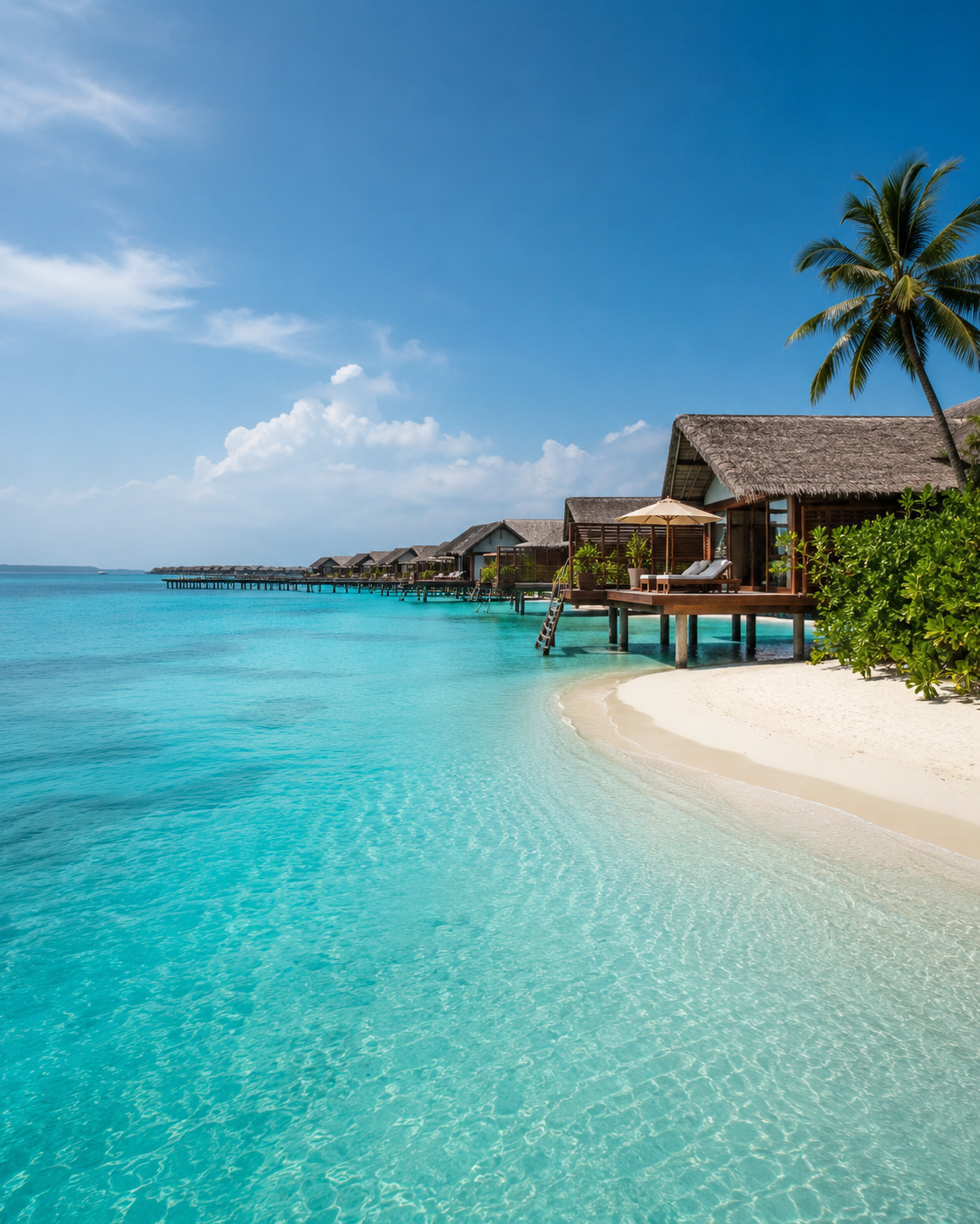 Overwater villas in the Maldives